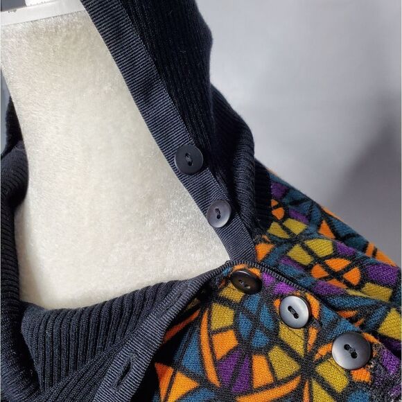 NICOLE MILLER sweater dress long sleeve mock neck geometric S - Picture 5 of 10